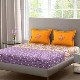 120 TC Double Bedsheet with Pillow Covers-image-99