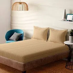 300-TC Striped King-Size Fitted bedsheet with 2 Pillow Covers-image-13