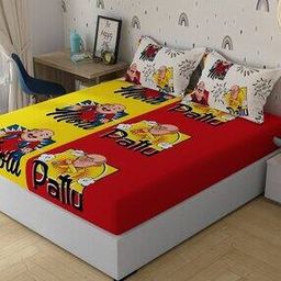 120 TC Motu Patlu Print Double Bedsheet with 2 Pillow Covers-44