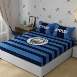 Manchester City Printed Cotton Double Bedsheet-5