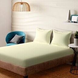 300 TC Ivory Color Super King Size Bedsheet with 2 Pillow Covers-image-80
