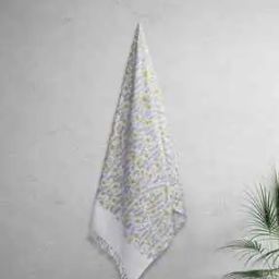 Leaf Print Non-Terry Large Bath Towel-15