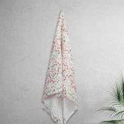 Floral Print Non-Terry Large Bath Towel-image-65