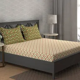 120 TC Geometric Print Super King-Size Bedsheet with Pillow Covers-picture-7