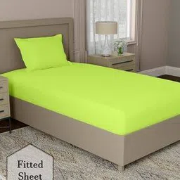 Single Size Cotton 144 TC Fitted Sheet with 1 Pillow Cover-image-60