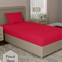 Single Size Cotton 144 TC Fitted Sheet with 1 Pillow Cover-image-57