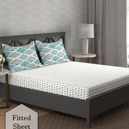 144 TC King-Size Cotton Fitted Bedsheet with 2 Pillow Covers-image-62