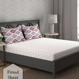 144 TC Double-Size Cotton Bedsheet with 2 Pillow Covers-image-48