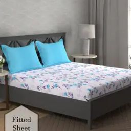 144 TC Double-Size Cotton Bedsheet with 2 Pillow Covers-26