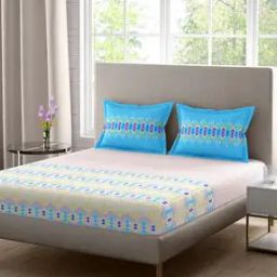 144 TC Printed Super King Size Bedsheet with 2 Pillow Covers-12