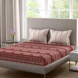 Aztec Print King Size Cotton Bedsheet with Pillow Covers-20