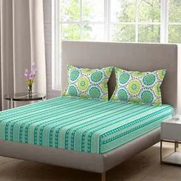 128 TC Multicolor Double Size Cotton Bedsheet with Pillow Covers-image-60