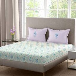 210 TC Multi Color Super King Size Cotton Bedsheet-image-7