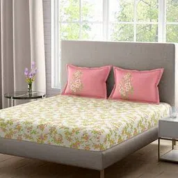 210 TC Printed Super King Size Bedsheet with 2 Pillow Covers-image-15