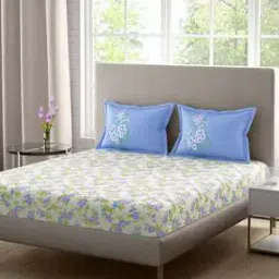 TC-210 Super King-Size Cotton Bedsheet with 2 Pillow Covers-image-25