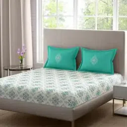 210 TC Super King-Size Bedsheet with Pillow Covers-image-42
