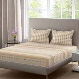 144 TC Printed Super King Size Bedsheet with 2 Pillow Covers-image-60