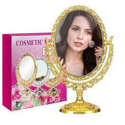 Cosmetic Mirror 360 Rotation Dual-Sided Vintage Design Tabletop Mirror-37
