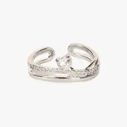 Women Silver-Plated Stone-Studded Ring-image-88