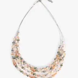 Women Silver-Plated Beaded Layered Necklace-image-22