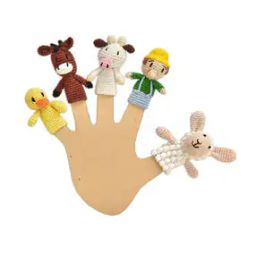 Set of 5 Handcrafted Amigurumi Ranch Pals Finger Puppets-23