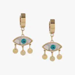 Women Gold-Plated Evil Eye Drop Earrings-8