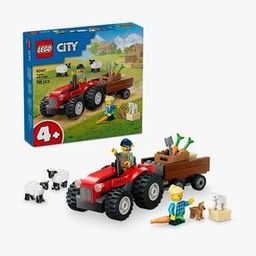 City Red Farm Tractor with Trailer & Sheep Building Blocks-3