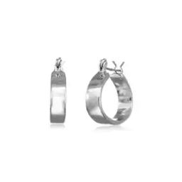 Rhodium-Plated Elliptical Hoop Earrings-image-28