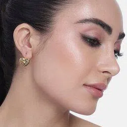 Silver Plated Oxidized Heart Drop Earrings-image-58