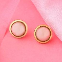 Gold-Plated Pearl Stud Earrings-image-3