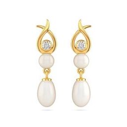 22 KT Yellow Gold Pearl Drop Earrings-image-60