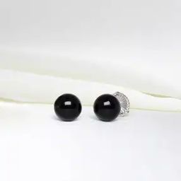 925 Sterling Silver Black Pearl Stud Earrings-image-53