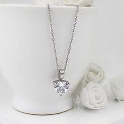 925 Sterling Silver Anushka's Solitaire Heart Pendant with Link Chain-image-26