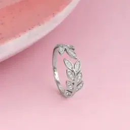 Anushka Sharma Silver Zircon Leaf Ring-image-62