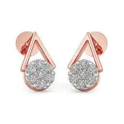 Rose Gold Diamond Studded Stud Earrings-image-51