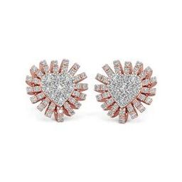 Rose Gold Diamond Studded Stud Earrings-image-53