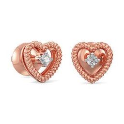 Rose Gold Diamond Studded Stud Earrings-image-55