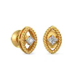 Yellow Gold Diamond Studded Stud Earrings-image-57