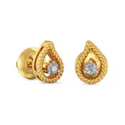 Yellow Gold Diamond Studded Stud Earrings-image-58