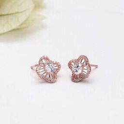 925 Sterling Silver Rose Gold Flower Blossom Earrings-image-71