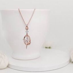 925 Rose Gold Zircon Fairy Pendant with Box Chain-image-59