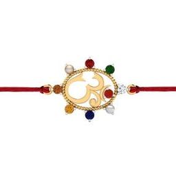 Navratan Om Designer 925 Silver Rakhi-image-76