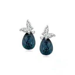 Rhodium-Plated Crystals Butterfly Stud Earrings-image-46