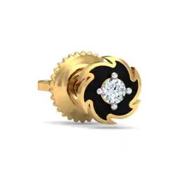 Diamond-Studded Yellow Gold Stud Earring-image-46