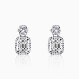 925 Silver Zircon Studded Baguette Drop Earrings-image-26