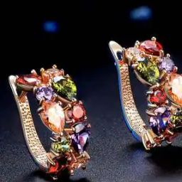 Cubic Zirconia-Studded Hoop Earrings-image-56