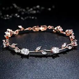 Rose Gold-Plated Crystal-Studded Bracelet-image-2