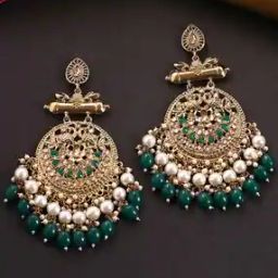 yellow chimes Gold-Plated Stone-Studded Peacock Dangler Earrings-picture-48