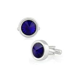 Rhodium Plated Solitaire Crystal-Studded Cufflinks-picture-24