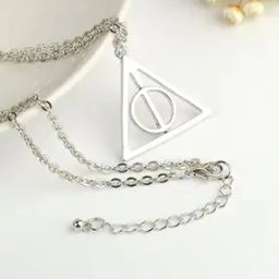 Rhodium Plated Hollywood Inspired Deathly Hallows Pendant with Chain-41